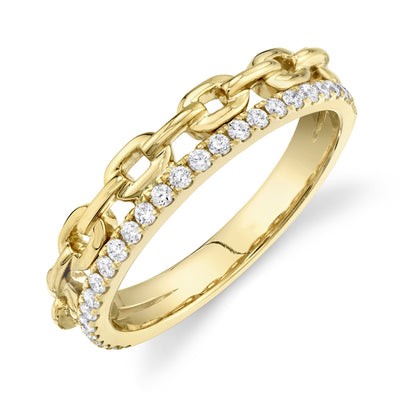 Chain Link and Pave Double Stack Ring