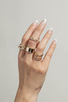 Chain Link and Pave Double Stack Ring