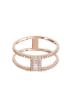 Baguette and Pave Diamond Double Stack Ring