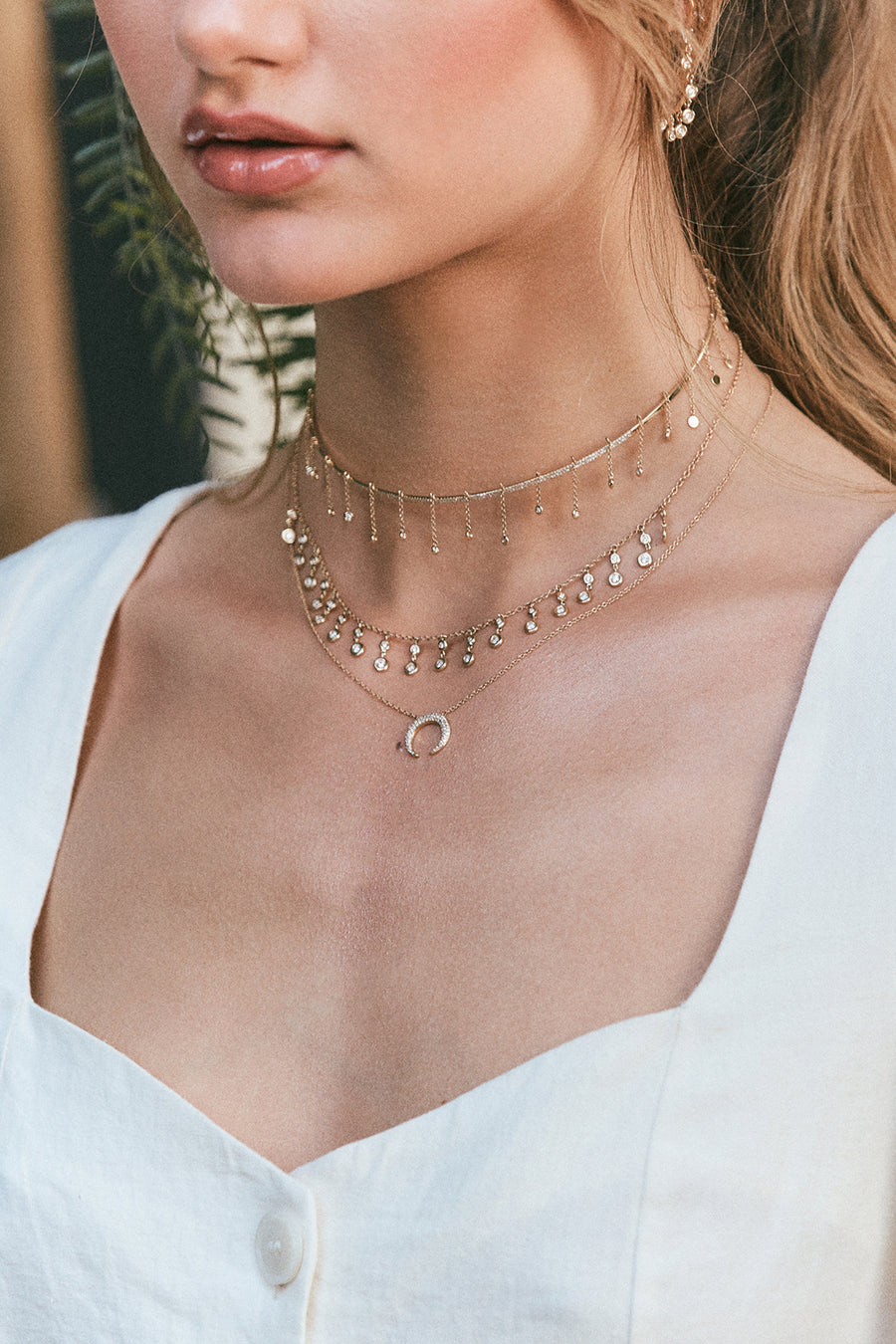 Pave Crescent Necklace